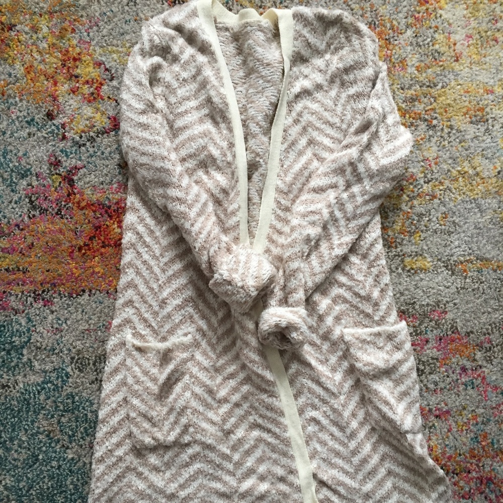 Tan Stripped Sweater Robe